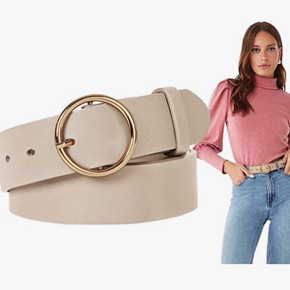 Women Leather Belts Fashion Soft Faux Leather Jeans Belts with O-Ring Buckle